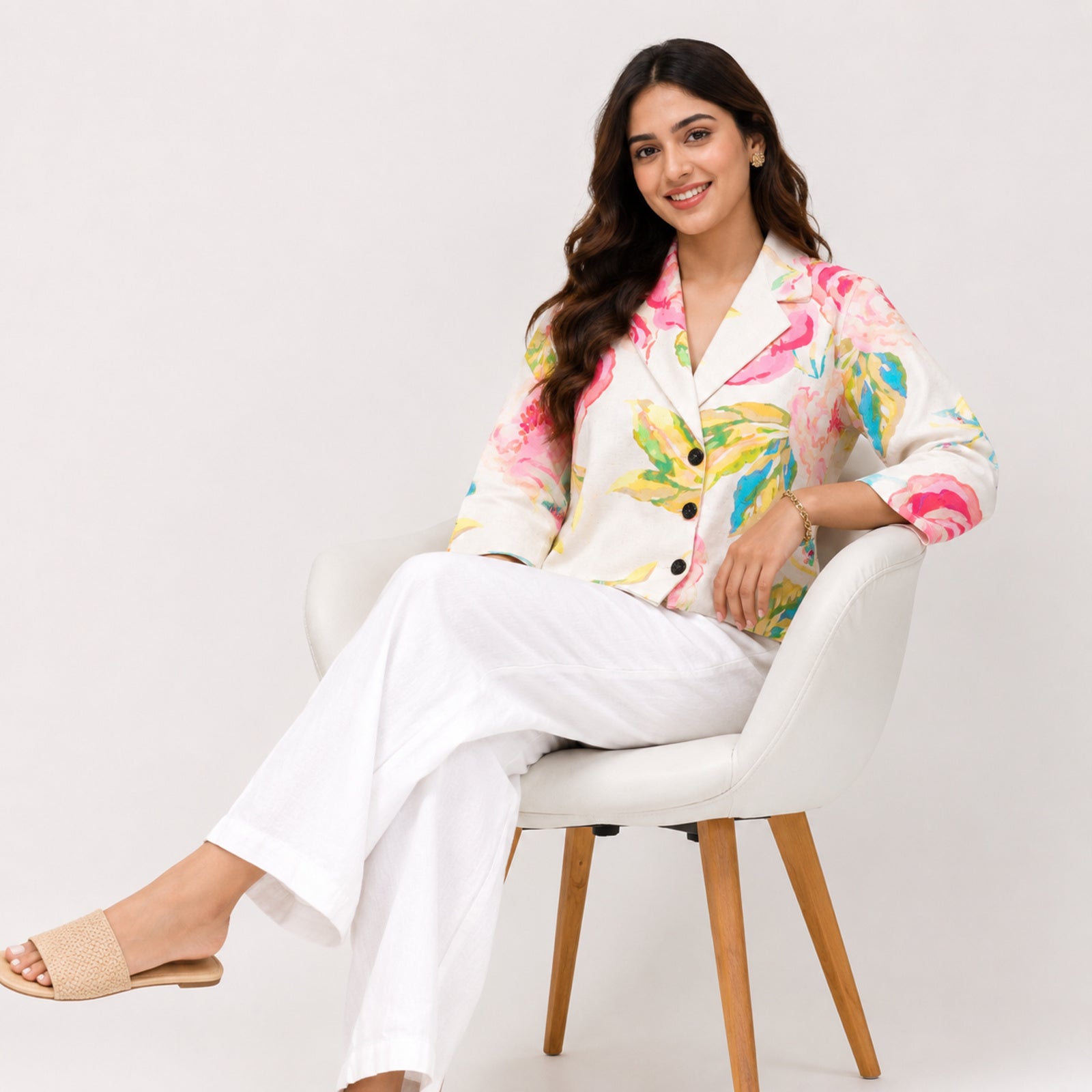 Women's Floral Print Co-Ord Blazer & Palazzo Set-2