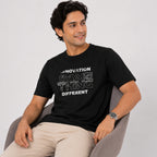 Men's Black Graphic Printed Crew Neck T-Shirt-3