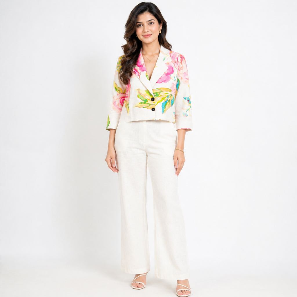 Women's Floral Print Co-Ord Blazer & Palazzo Set-4