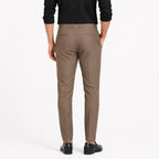 Men's Dark Brown Tailored Slim Fit Formal Trousers | Flat-Front Office Wear Pants-4