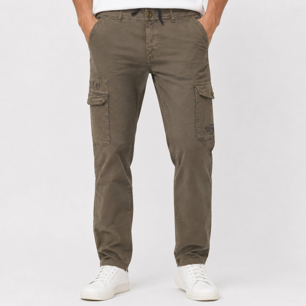 Men's Olive Green Slim Fit Cargo Pants-4