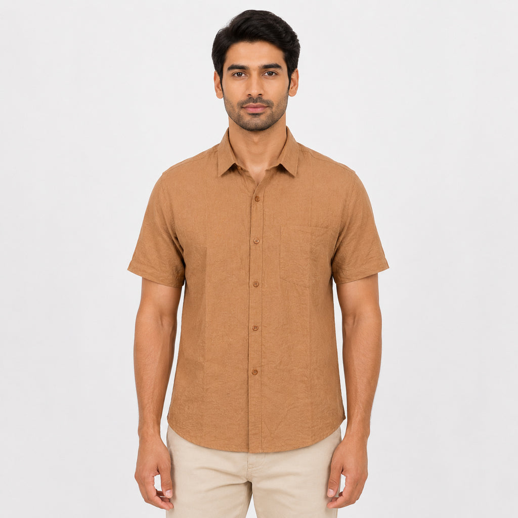 Men's Walnut Brown Minimal Casual Shirt-4