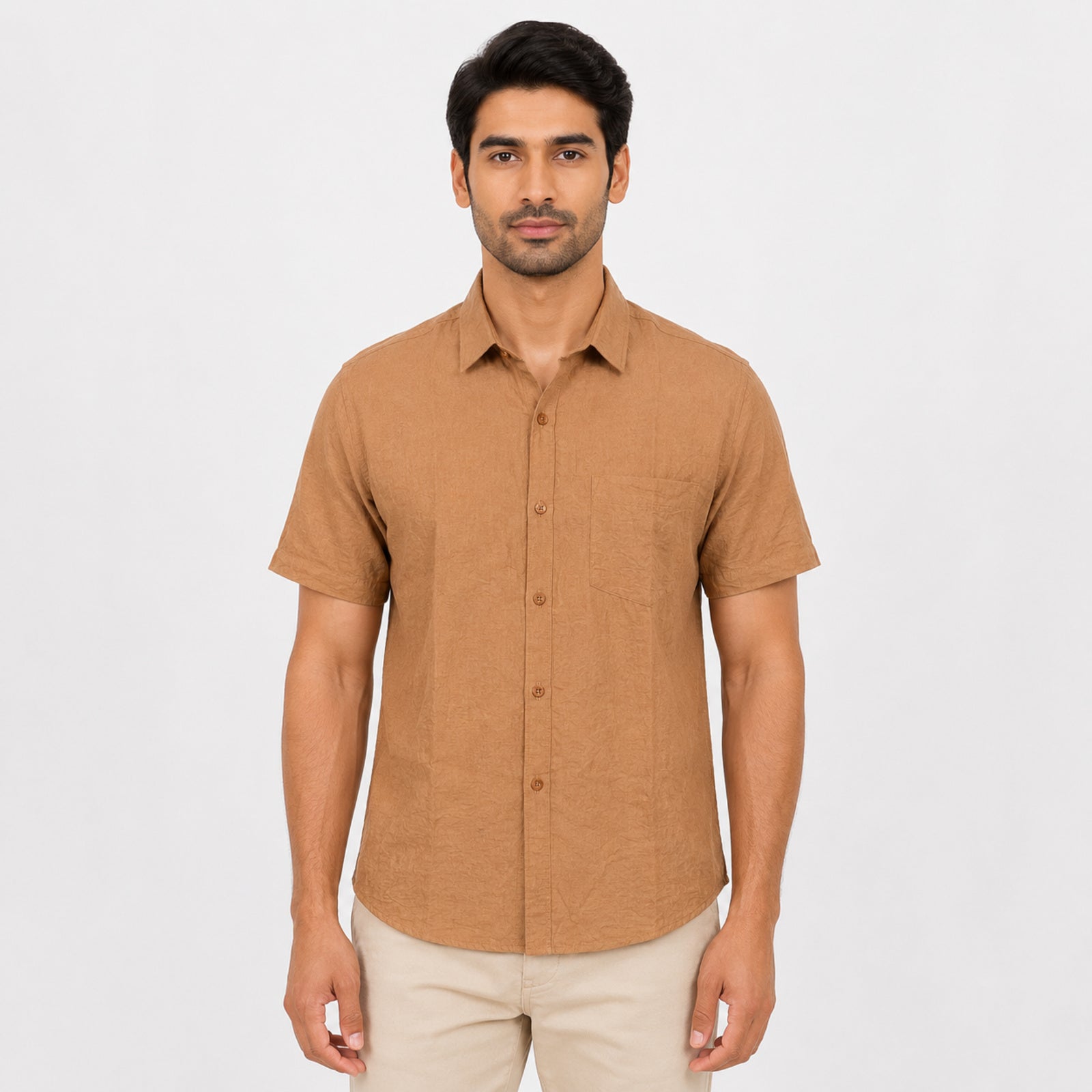 Men's Walnut Brown Minimal Casual Shirt-4