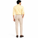 Men's Cream Double Pleated Tapered Formal Trousers | Tailored Smart Office Wear Pants-4