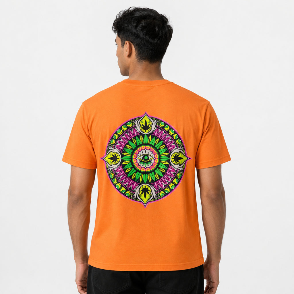 Men's Mustard Orange Solid Crew Neck T-Shirt-1