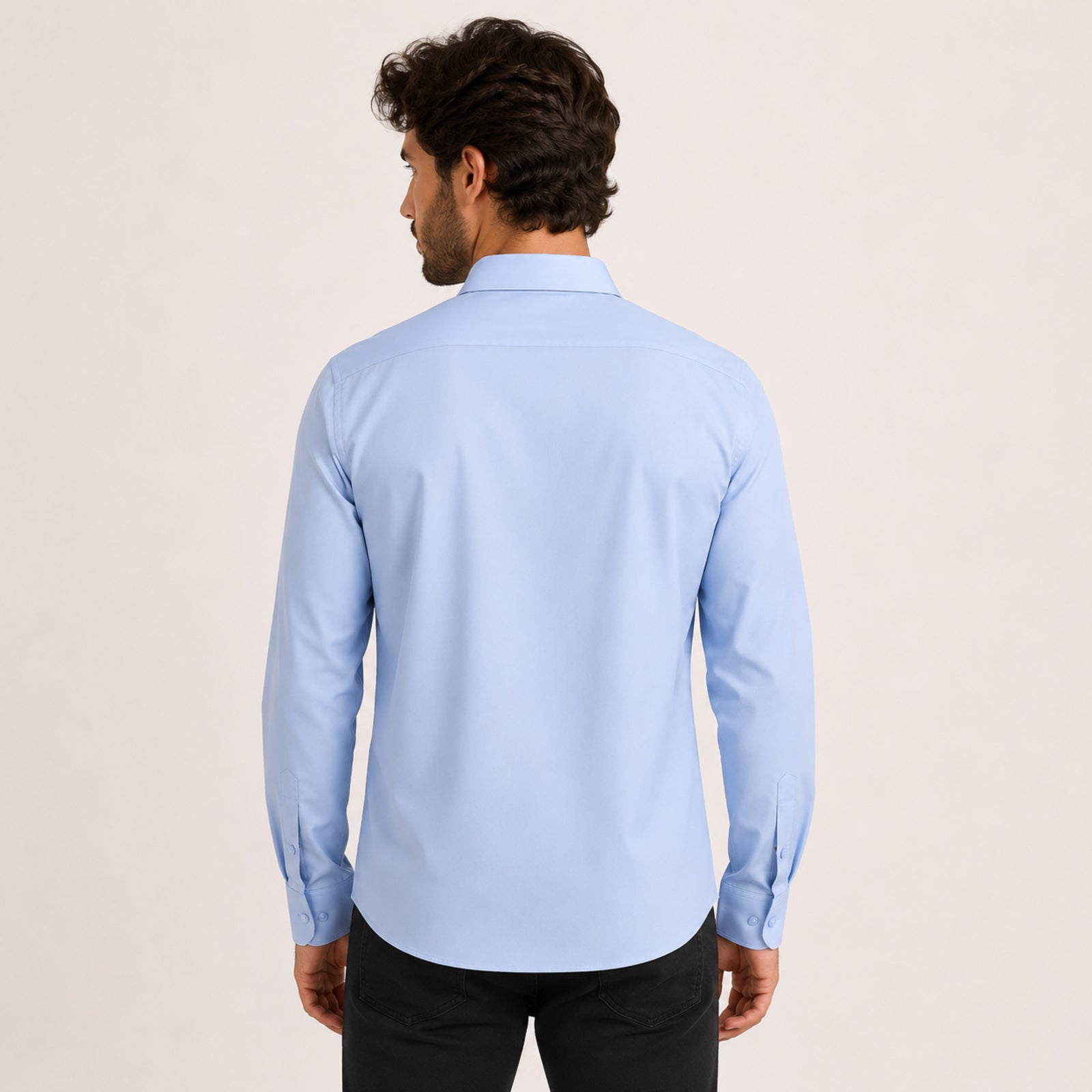 Men's Sky Blue Solid Formal Shirt-4