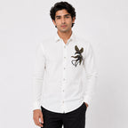 Men's White Embellished Formal Shirt-1