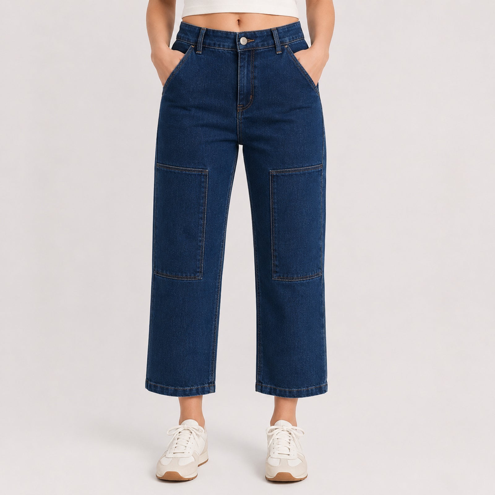Women's Blue Straight Fit Denim Jeans-4