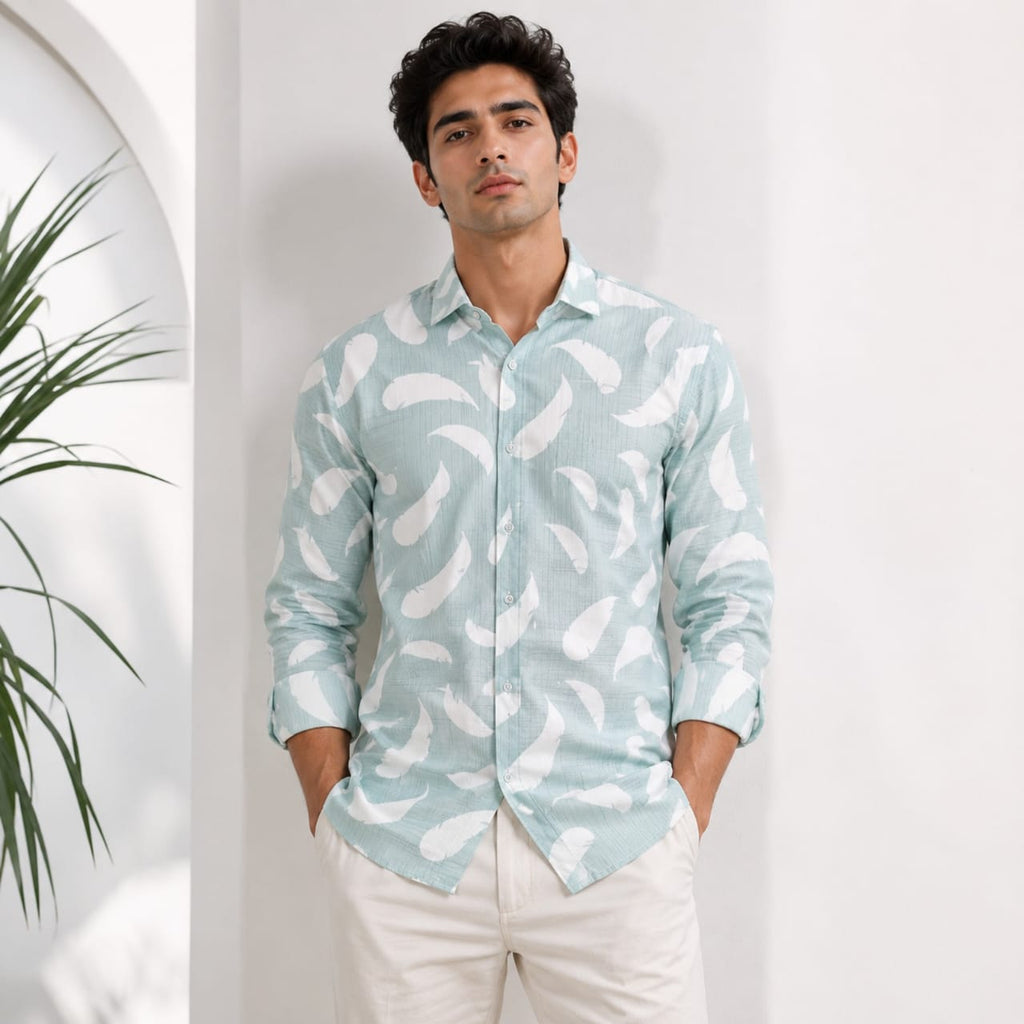 Men's Mint Sky Abstract Printed Casual Shirt-4
