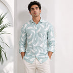Men's Mint Sky Abstract Printed Casual Shirt-4
