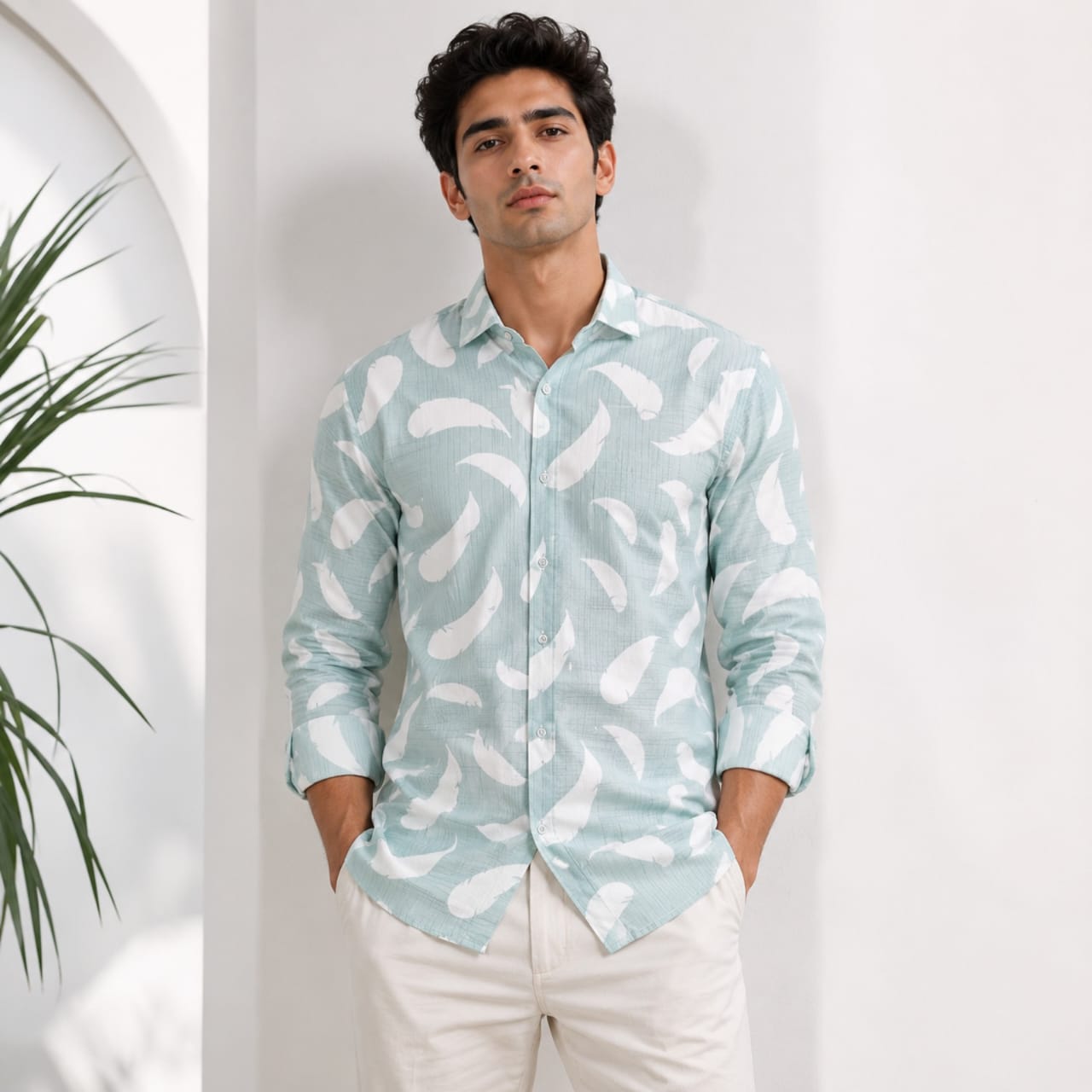 Men's Mint Sky Abstract Printed Casual Shirt-4