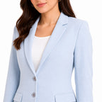 Women's Sky Blue Formal Single-Breasted Blazer for Office & Business Wear-3