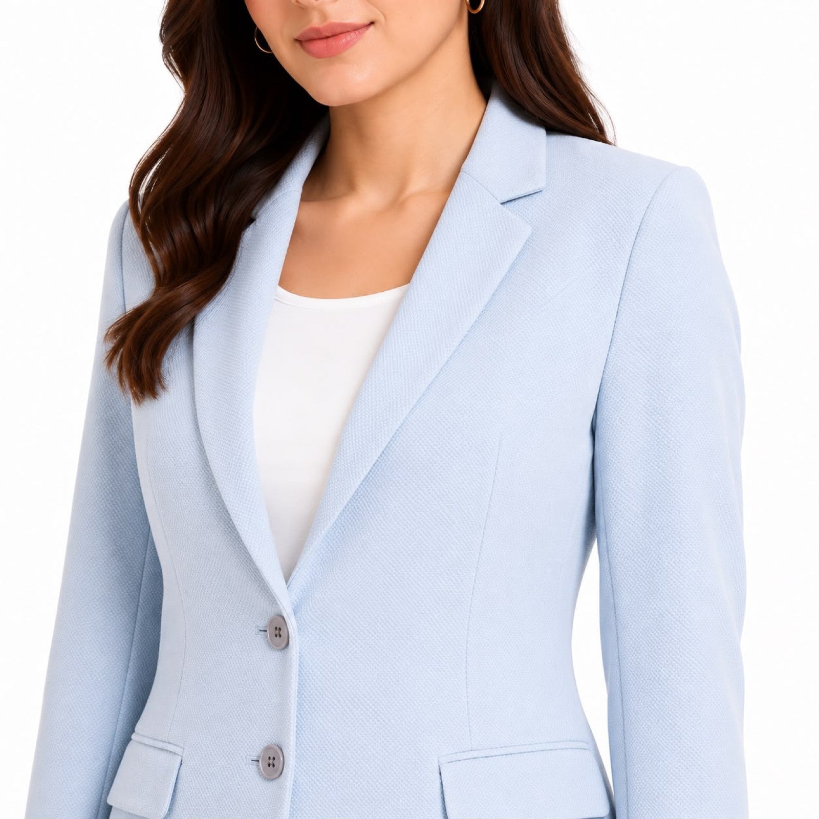 Women's Sky Blue Formal Single-Breasted Blazer for Office & Business Wear-3