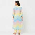 Women's Multicolor Tie-Dye Chevron Kurta Pant Set-4