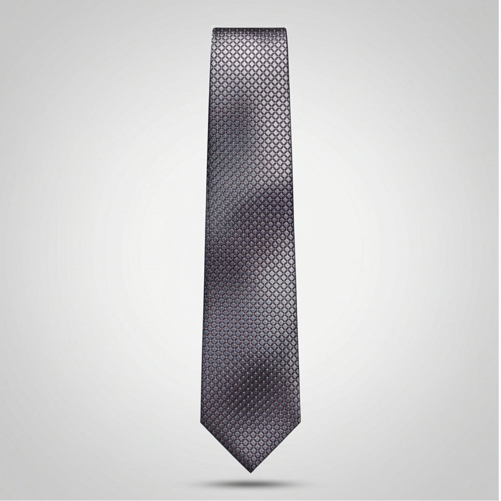 Men's Luxury Geometric Patterned Light Grey Silk Formal Necktie-1