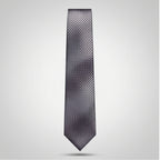 Men's Luxury Geometric Patterned Light Grey Silk Formal Necktie-1