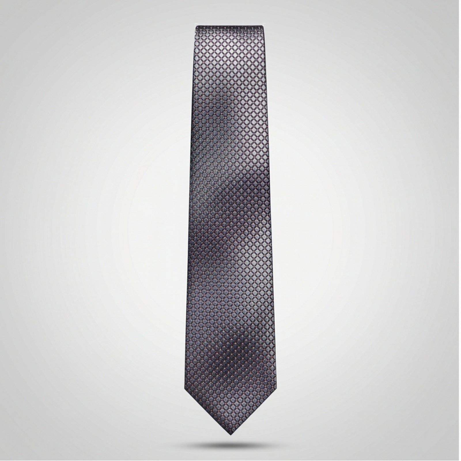 Men's Luxury Geometric Patterned Light Grey Silk Formal Necktie-1
