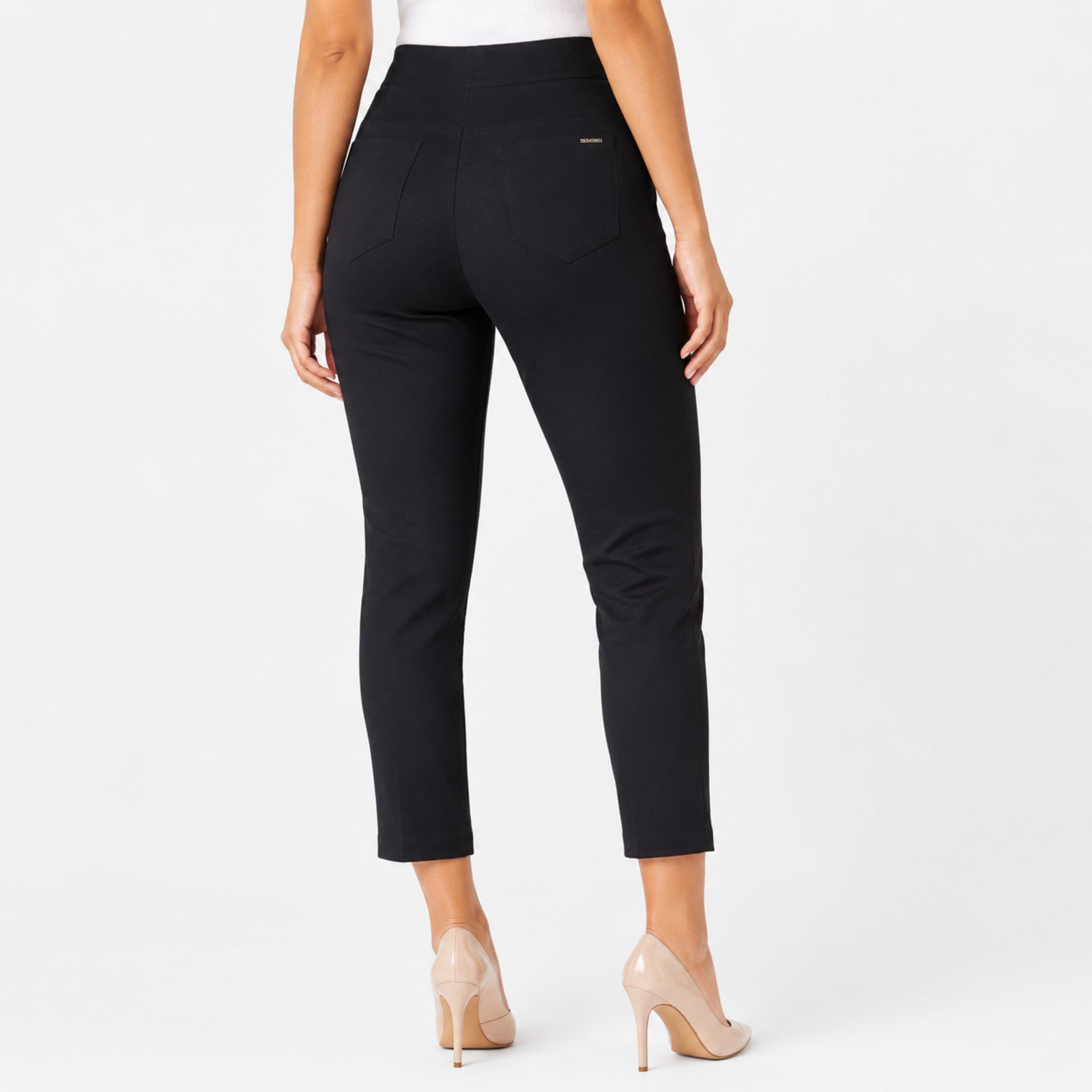 Women's Shimmering Diamond Textured Executive Black Trousers-4