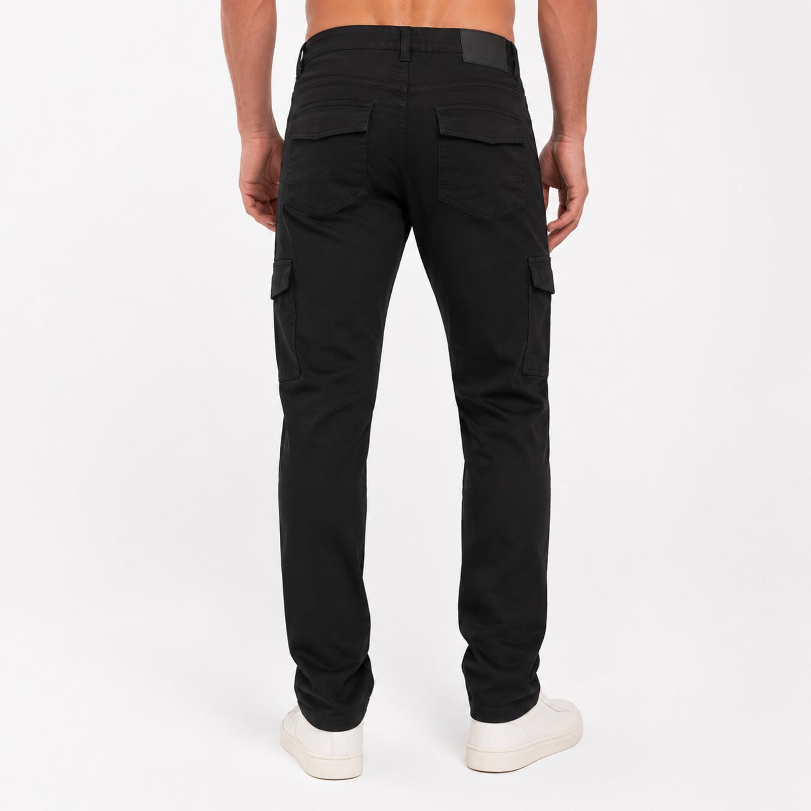 Men's Black Slim Fit Cargo Jogger Pants-3