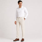 Men's Ivory Cream Regular Fit Formal Trousers-1