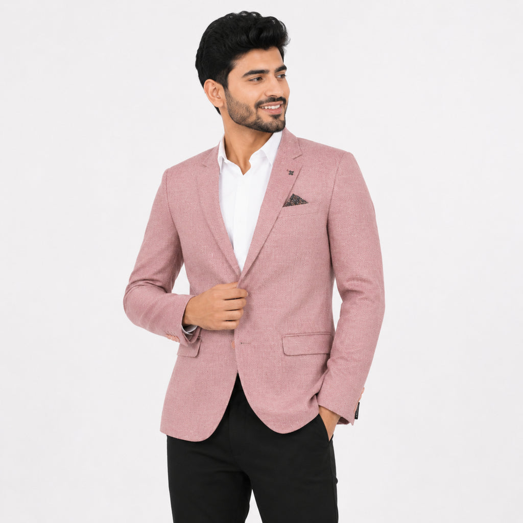 Men's Blush Pink Slim Fit Formal Blazer-2