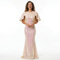 Women's Blush Pink Sequin Mermaid Evening Gown-1