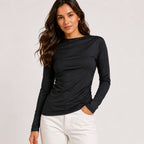 Women's Midnight Black Long Sleeve Fitted Top-1