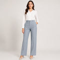 Women's Sky Blue Formal Wide Leg Trousers-1