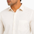 Men's Off White Solid Classic Full Sleeve Shirt with Pocket-2