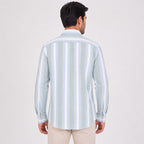 Men's Sky Blue Vertical Striped Casual Shirt-2