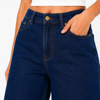 Women's Dark Wash Wide Leg High-Rise Jeans | Premium Everyday Denim Pants-3