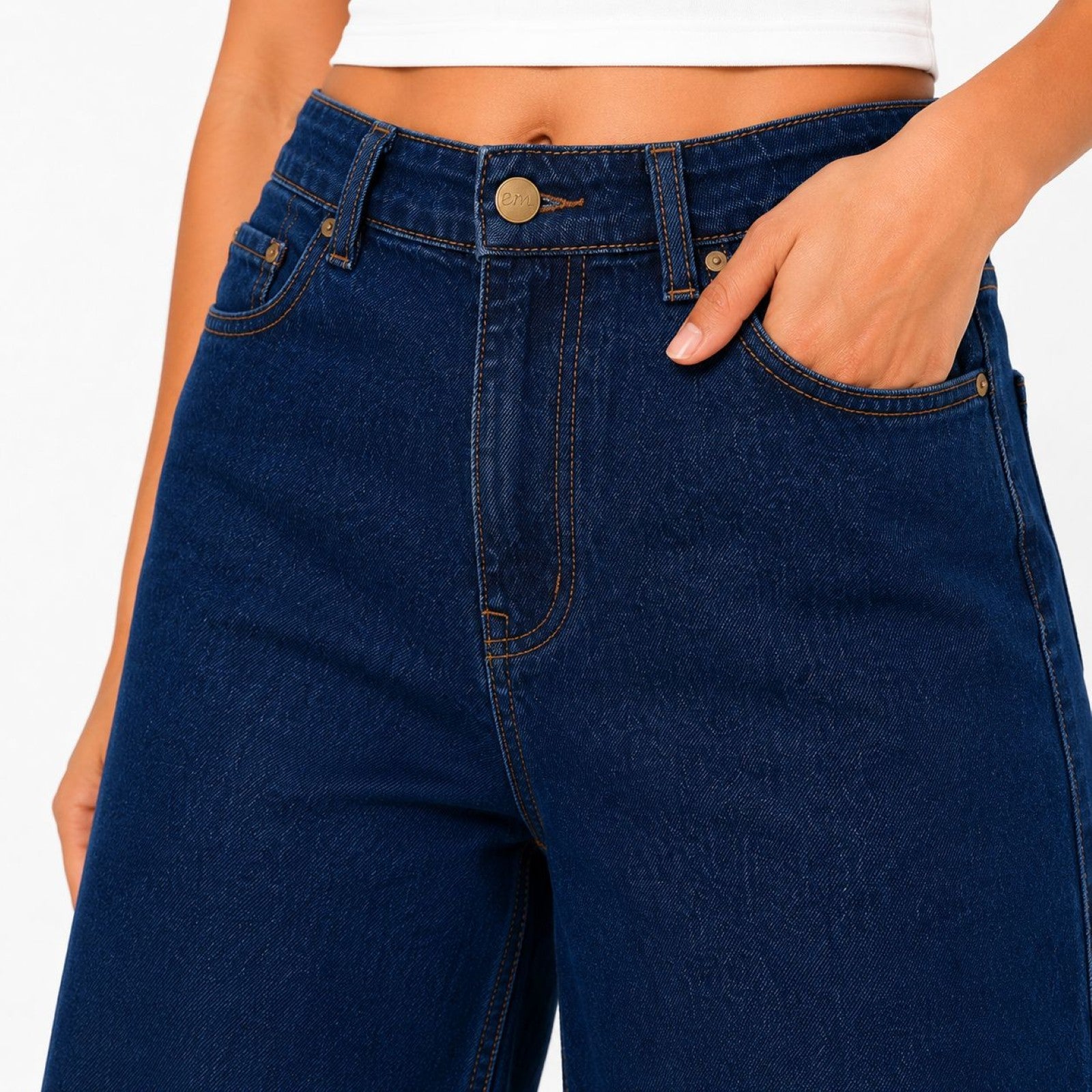 Women's Dark Wash Wide Leg High-Rise Jeans | Premium Everyday Denim Pants-3