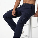 Men's Navy Blue Slim Fit Cargo Jogger Pants-3