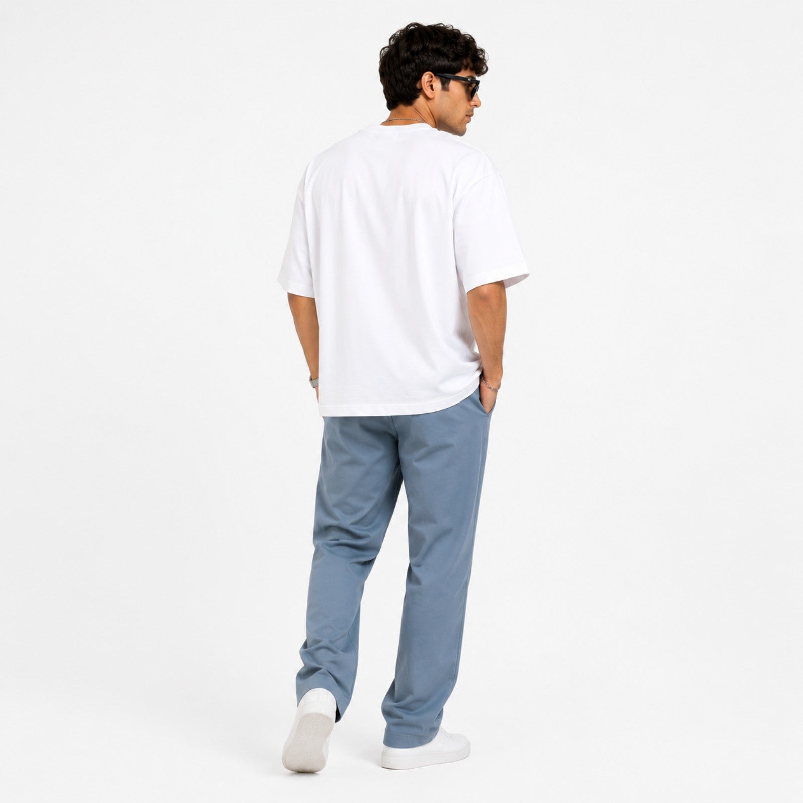 Men's White Oversized Minimal Typography T-Shirt-2