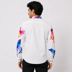 Men's White Butterfly Print Designer Shirt-4