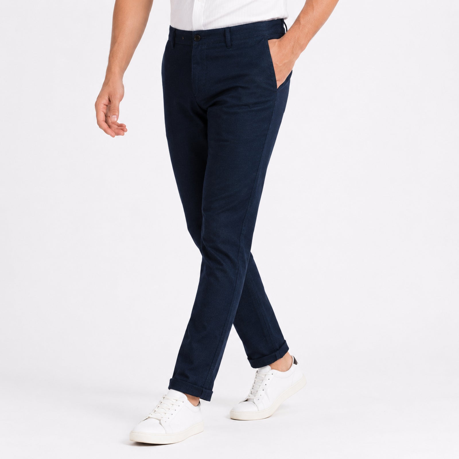 Men's Deep Navy Regular Fit Formal Trousers-3