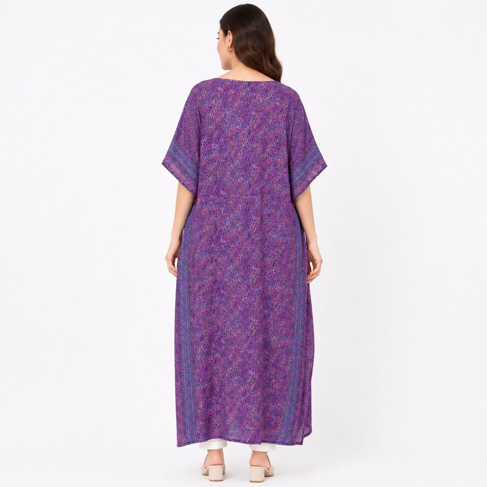 Women's Bohemian Chic Pink Floral Flare-Sleeve Crop Top and Maxi Skirt Set-4