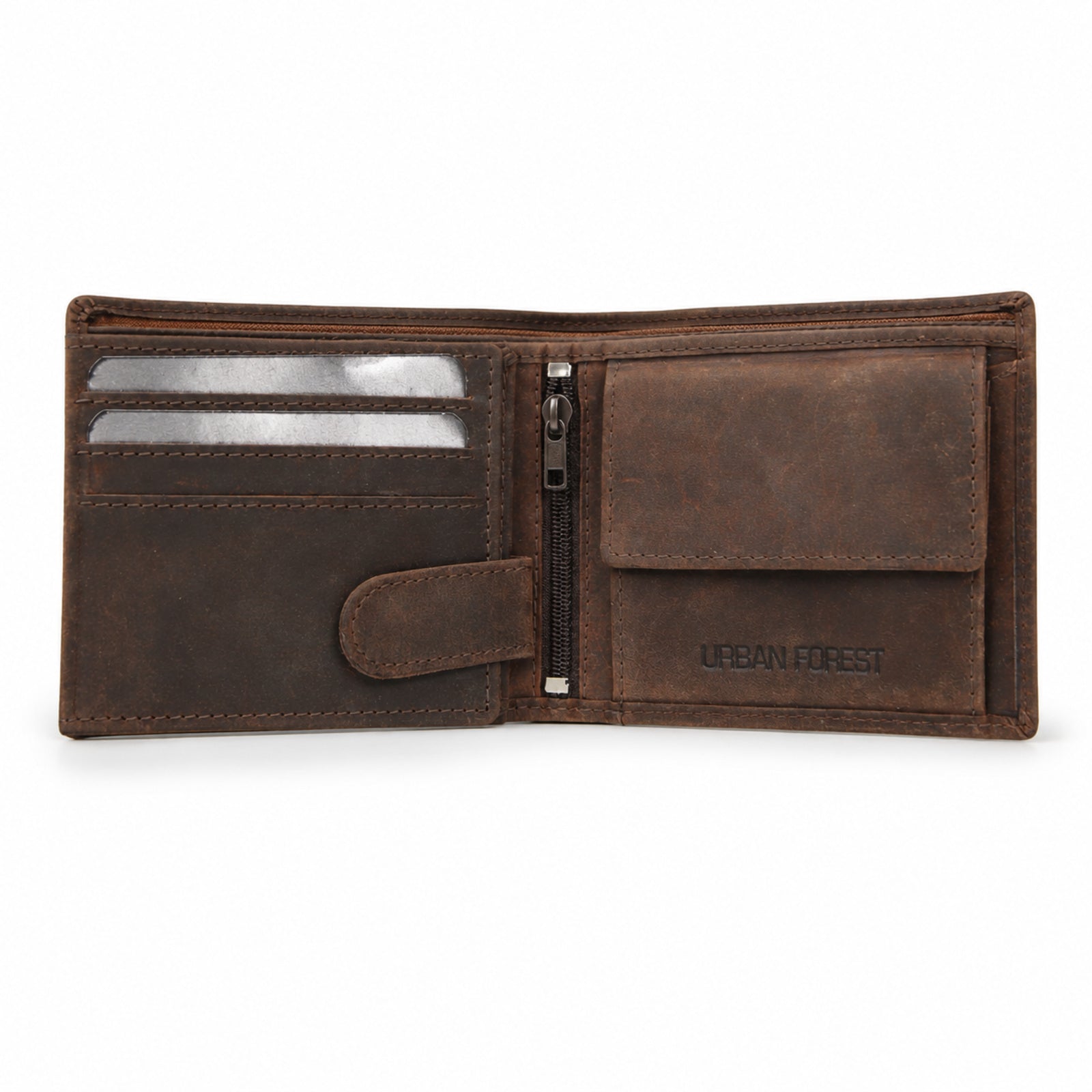 Men's Luxury Distressed Dark Brown Leather Bifold Wallet with Embossed Eagle Accent-3