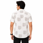 Men's Off White Printed Casual Half Sleeve Shirt-2