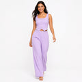 Women's Purple Sleeveless Crop Top & Wide Leg Co-ord Set-1