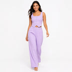 Women's Purple Sleeveless Crop Top & Wide Leg Co-ord Set-1