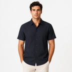 Men's Navy Blue Solid Half Sleeve Casual Shirt-4