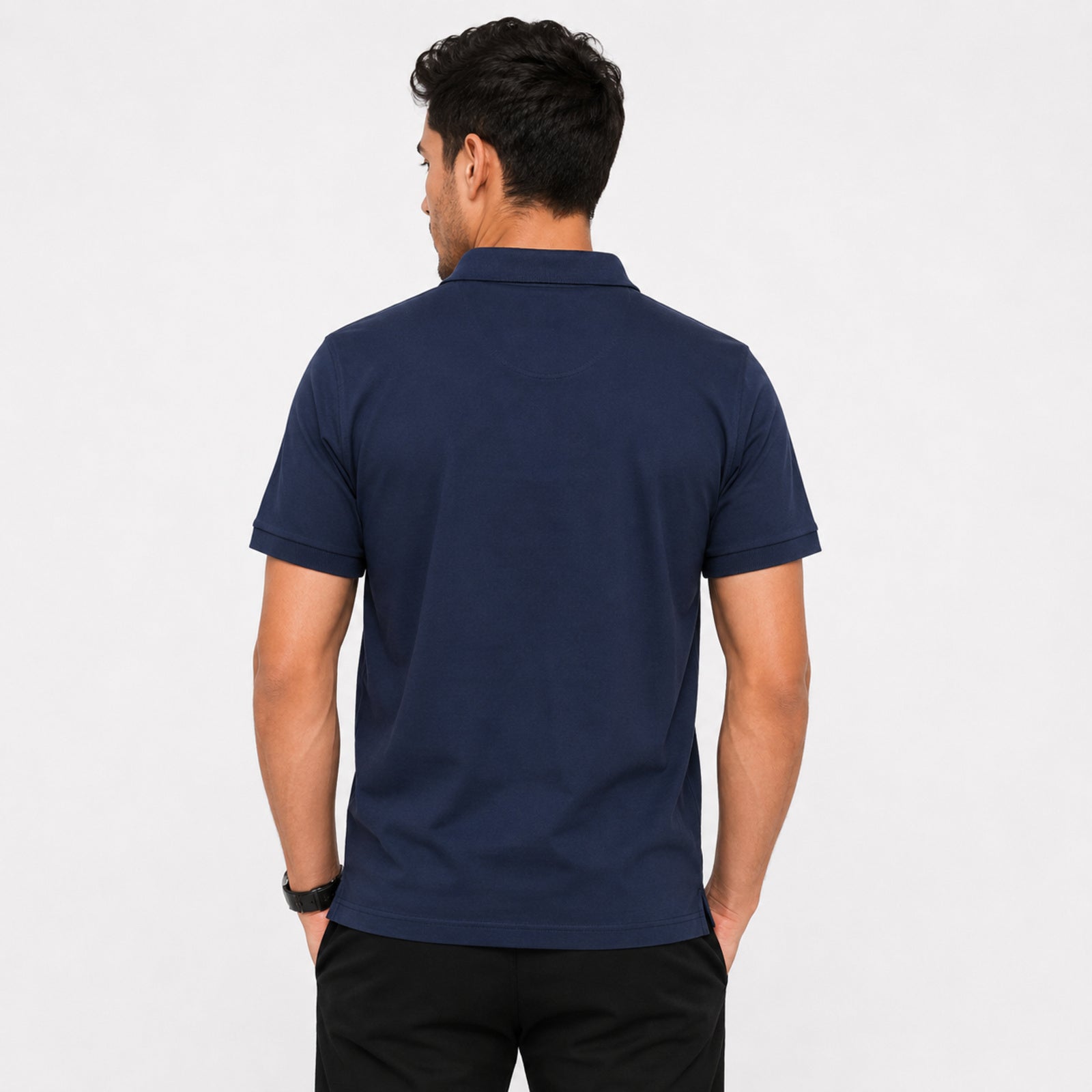 Men's Navy Blue Premium Polo Collar T-Shirt-1