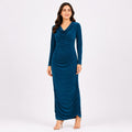 Women's Elegant Ruched Maxi Dress with Cowl Neck | Premium Bodycon Party Wear Long Dress for Women-1