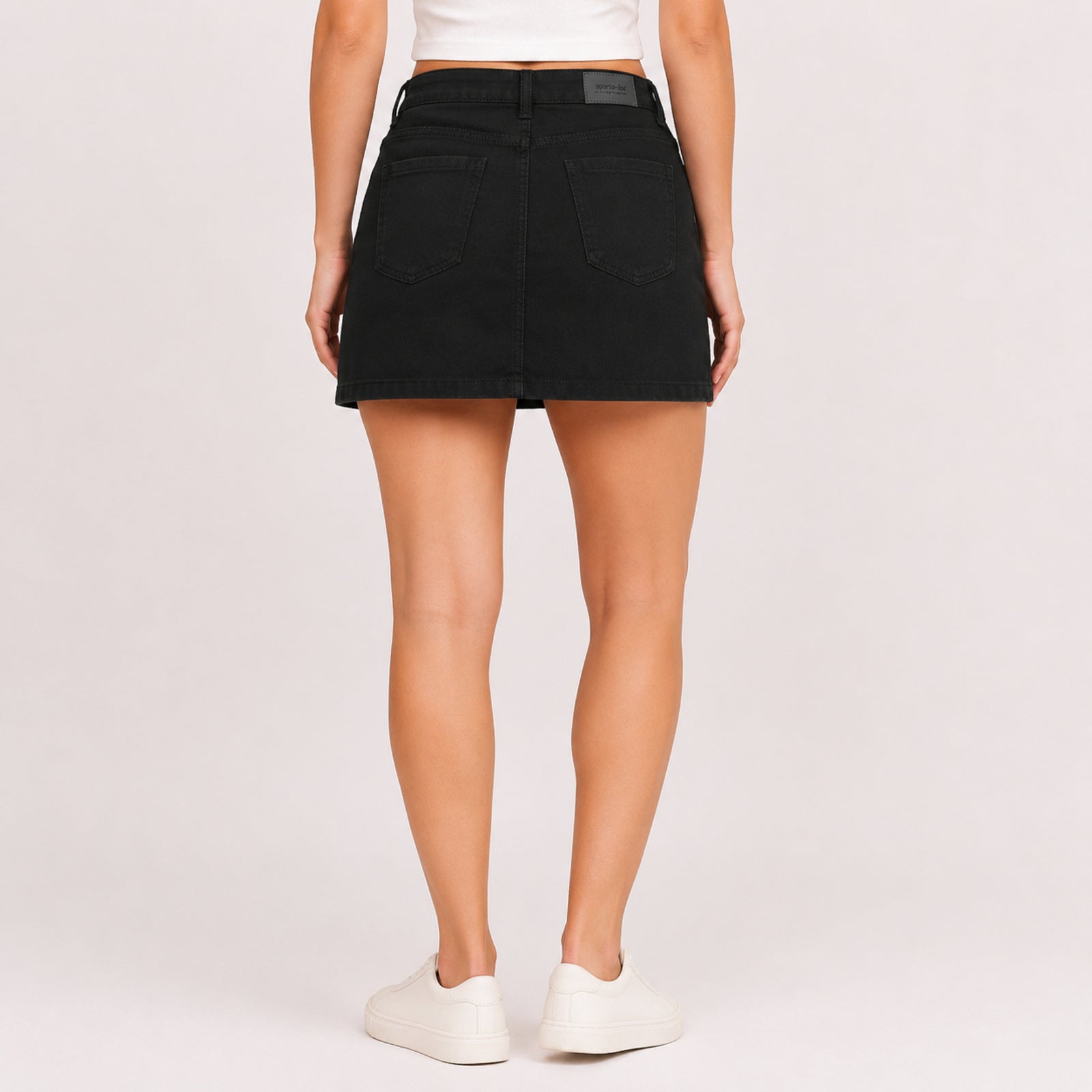 Women's Black Denim High-Waisted Mini Skirt-1