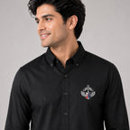 Men's Midnight Guitar Crest Premium Black Casual Shirt-3