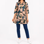Women's Green Abstract Print A-Line Tunic Top-1