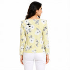 Women's Lemon Blossom Yellow Floral Ruffle Shoulder Top-4