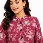 Women’s Maroon Floral Printed Jacket-2