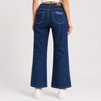 Women's Greenish Blue Flared Fit Denim Jeans-4